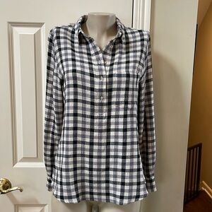 PISTOLA  Henley Button Plaid Top, small